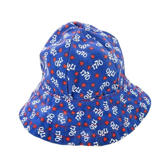 Vintage Patriotic Bucket Hat Blue Red Stars 1776 USA Adult Denim 1970s Handmade - Picture 4 of 12